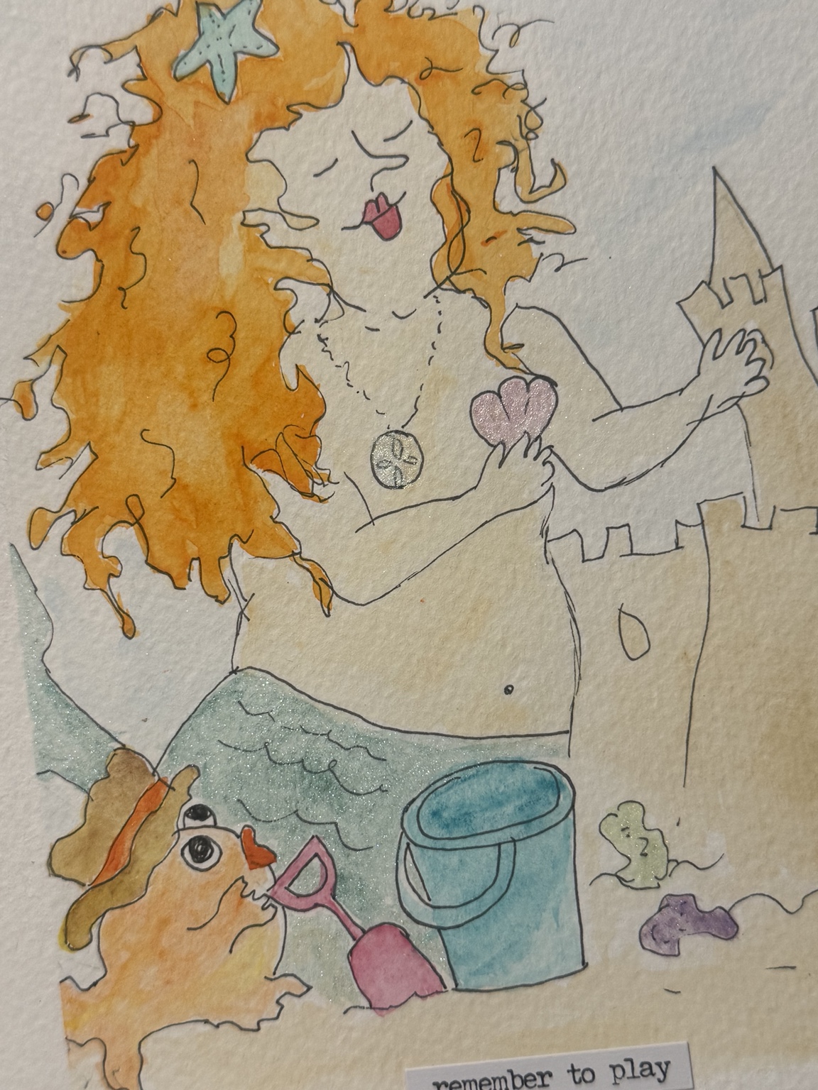 Close-up of Mabel and her beach companion